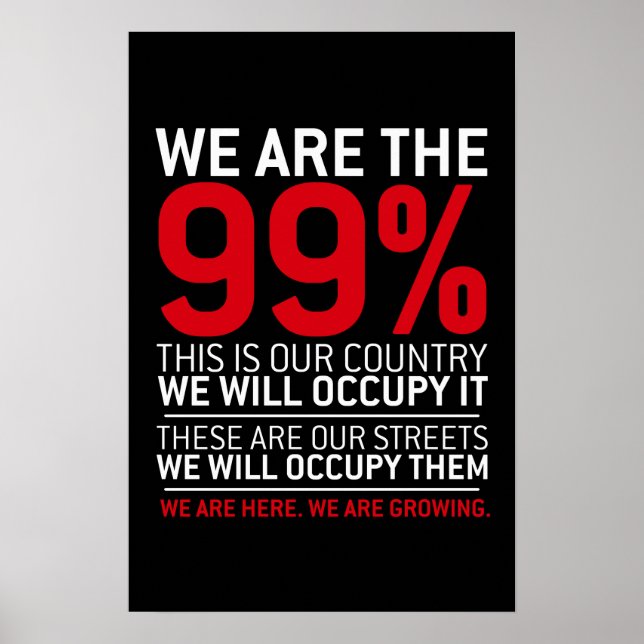 Póster Somos el 99% - 99% ocupan la calle de las paredes (Frente)