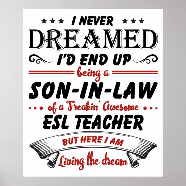 Póster Son In Law Of Awesome ESL Teacher (Frente)