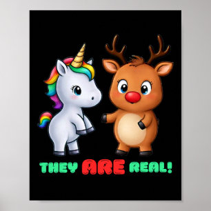 Póster ¡Son reales! Rudolph conoce a Unicorn Holiday Chri