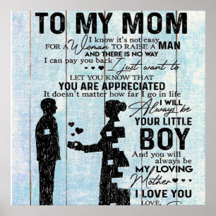 Póster Son To Mom Gift, Personalize Letter To My Mom Gift