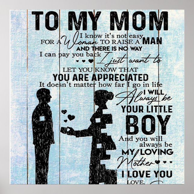 Póster Son To Mom Gift, Personalize Letter To My Mom Gift (Frente)