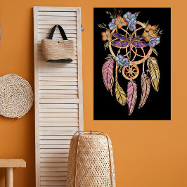 Póster Soñador Floral Boho con Libélula