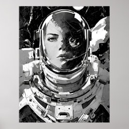 Póster Soñador galáctico: Chica astronauta