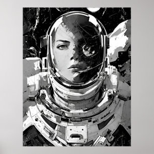 Póster Soñador galáctico: Chica astronauta