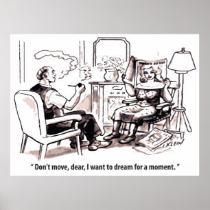 Póster Soñador, relación entre hombre y mujer, Humor,