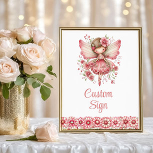 Póster Soñadora Chica Hada Rubor Floral Cumpleaños Firma 