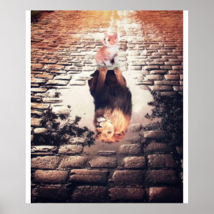 Póster Soñando Con León Gato, Regalo Gato Gracioso