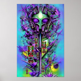 Póster Soñando con un árbol Tiki extravagante