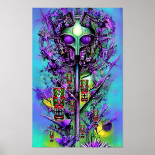 Póster Soñando con un árbol Tiki extravagante
