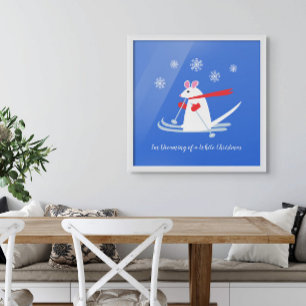 Póster Soñando con un Navidad blanco - Ratón de esquí