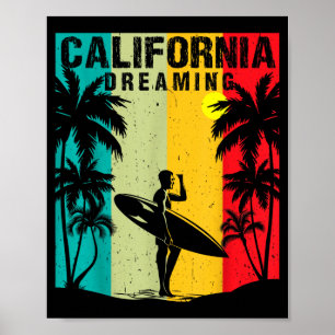 Póster Soñando hombres mujeres surfeando playa verano Cal
