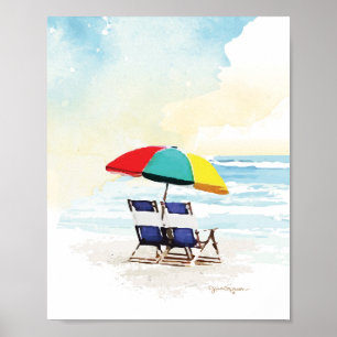 Póster Soñando, relajándose en la playa
