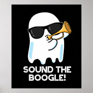 Póster Sonar El Funny Ghost Bugle Pun Dark BG