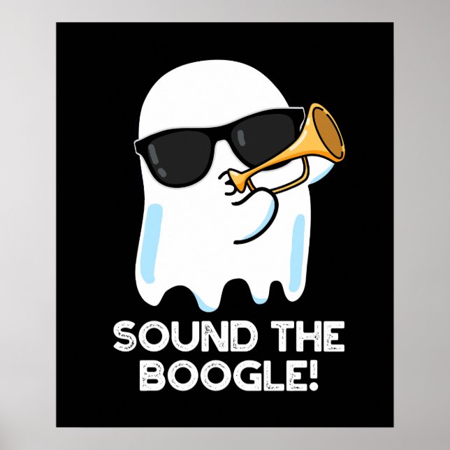 Póster Sonar El Funny Ghost Bugle Pun Dark BG (Frente)