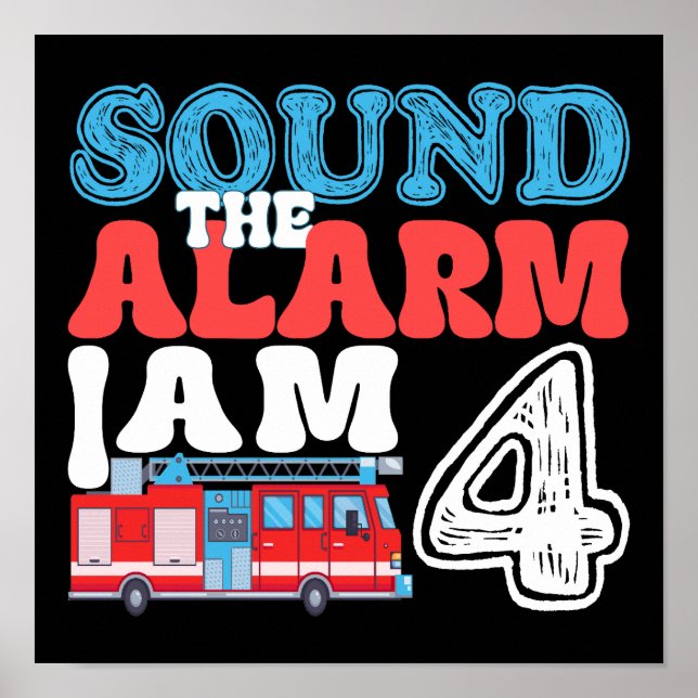 Póster Sonar la alarma de que tengo 4 niños graciosos de  (Frente)