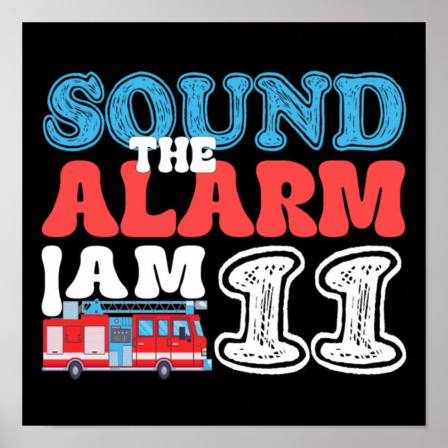 Póster Sonar la alarma soy 11 Chica de 11º cumpleaños (Frente)
