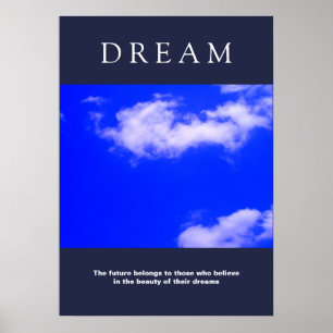 Póster Soñar nubes motivacionales, actitud de cielo azul
