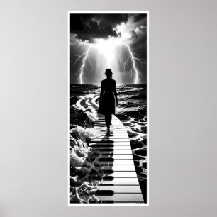 Póster Sonata de tormenta en el cartel monocromo del mar