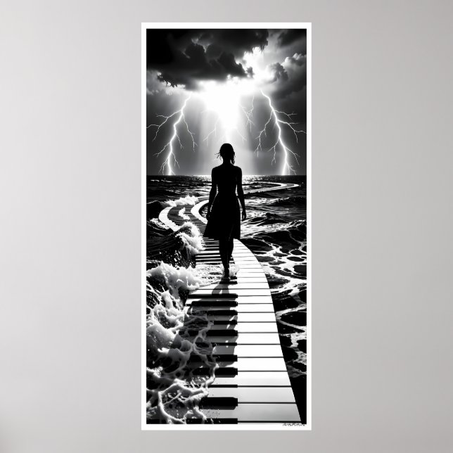Póster Sonata de tormenta en el cartel monocromo del mar (Frente)