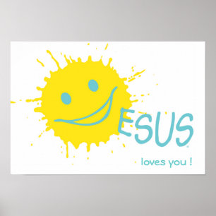 Póster Sonburst Jesus loves you Poster