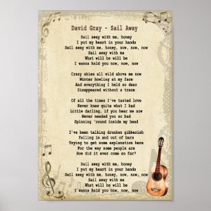 Póster Song Song Lyric Vintage Wall Art Print