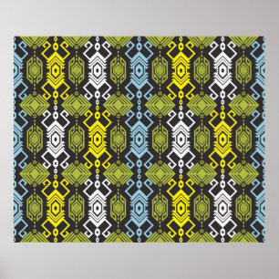 Póster Songket Tenun Patrón Geométrico Sin Marea con Cr