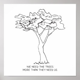 Póster Sonido motivacional de dibujo de línea de árbol mi