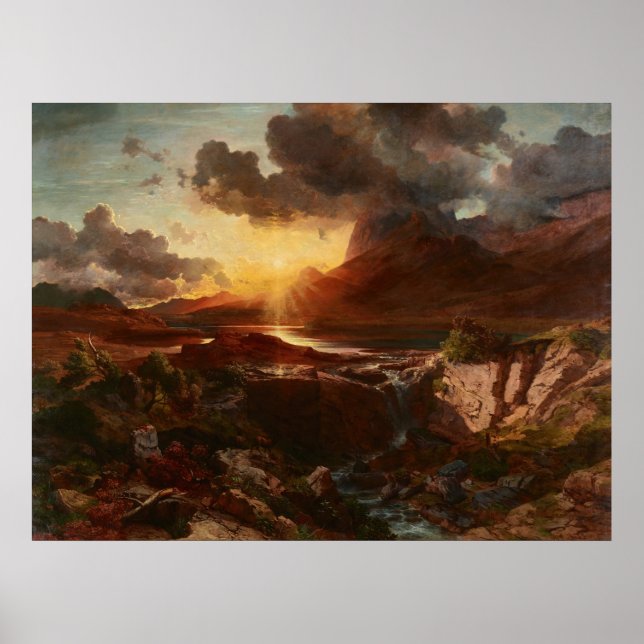 Póster Sonnenuntergang am Hintersee en Berchtesgaden (Frente)