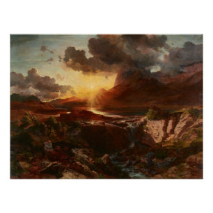 Póster Sonnenuntergang am Hintersee en Berchtesgaden