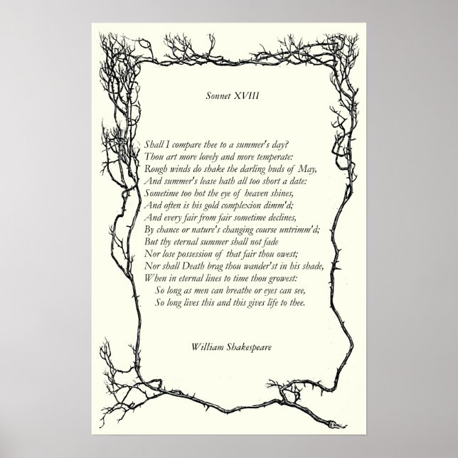 Póster Sonnet # 18 de William Shakespeare (Frente)