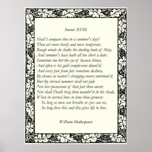Póster Sonnet # 18 de William Shakespeare