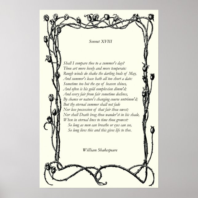 Póster Sonnet # 18 de William Shakespeare (Frente)