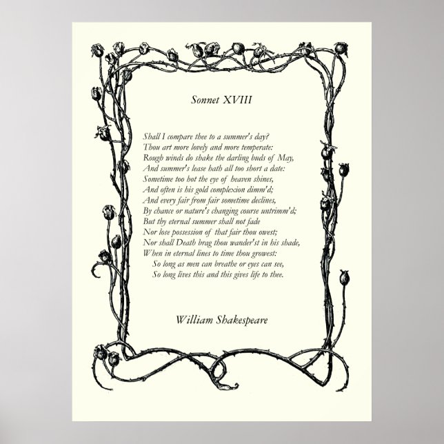 Póster Sonnet # 18 de William Shakespeare (Frente)