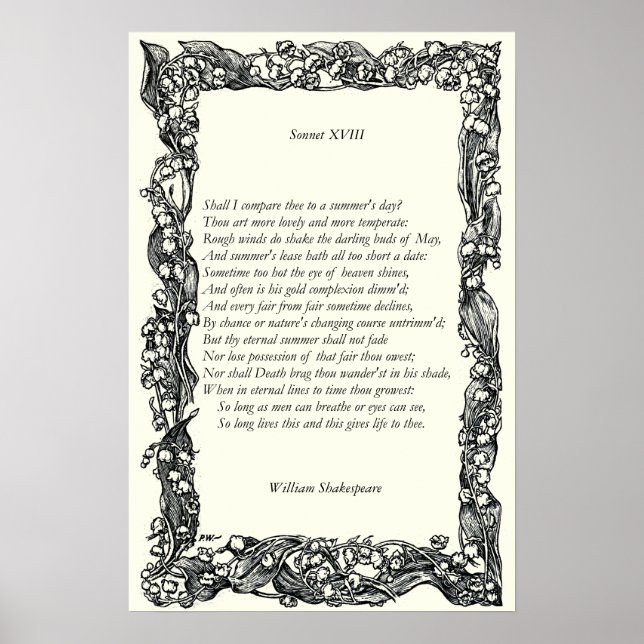 Póster Sonnet # 18 de William Shakespeare (Frente)