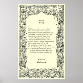 Póster Sonnet # 18 de William Shakespeare