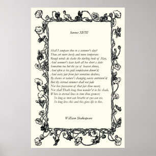 Póster Sonnet # 18 de William Shakespeare