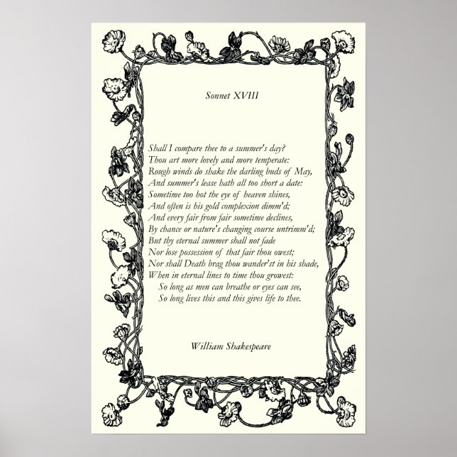 Póster Sonnet # 18 de William Shakespeare (Frente)