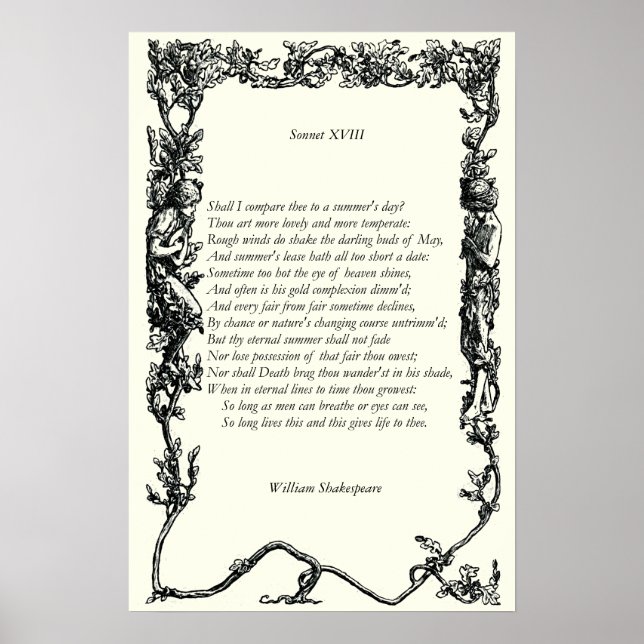 Póster Sonnet # 18 de William Shakespeare (Frente)