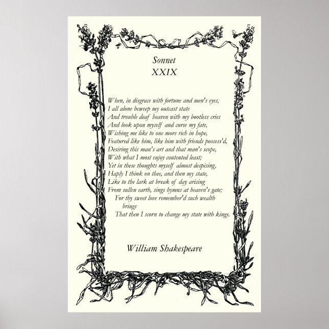 Póster Sonnet # 29 by William Shakespeare (Frente)