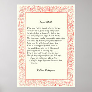 Póster Sonnet # 43 by William Shakespeare