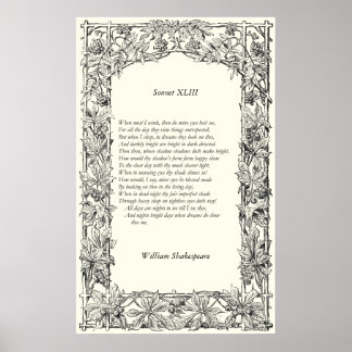 Póster Sonnet # 43 de William Shakespeare