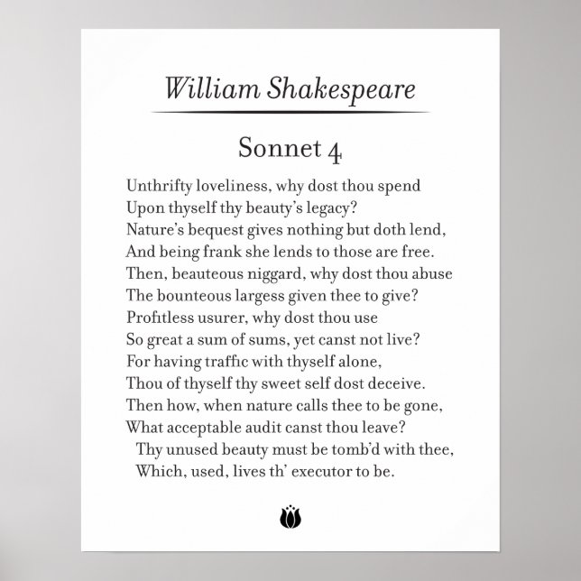 Póster Sonnet 4 de William Shakespeare (Frente)