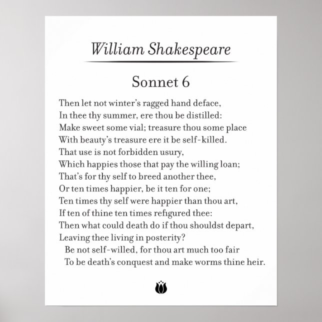 Póster Sonnet 6 de William Shakespeare (Frente)