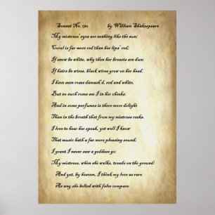Póster Sonnet No. 130 de William Shakespeare