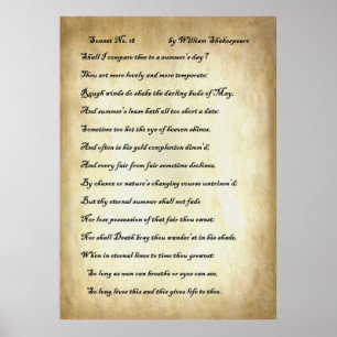 Póster Sonnet No. 18 de William Shakespeare