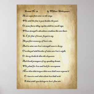 Póster Sonnet No. 23 de William Shakespeare