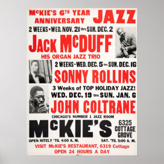 Póster Sonny Rollins / John Coltrane / Jack McDuff Jazz