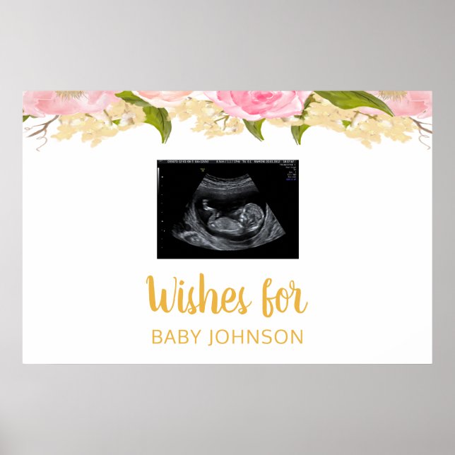 Póster Sonograma De Rótulo De Invitados De Baby Shower Ro (Frente)