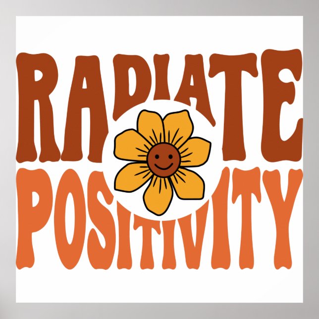Póster Sonríe Flor Retro Radiar Positividad (Frente)