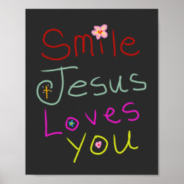 Póster ‘Sonríe Jesús te Ama’ Escritura Colorida